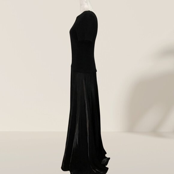 JS Collections Black Evening Gown with Low-Back Detail - Size 10 - Picture 2 of 8